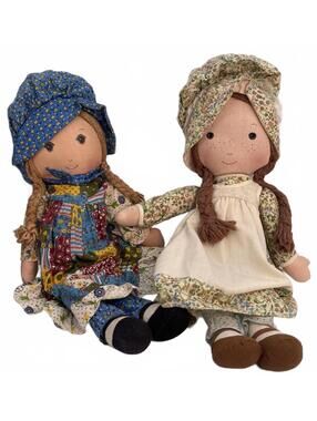 Vintage Knickerbocker Dolls with Floral Dresses - Holly Hobbie/Heather 1970s